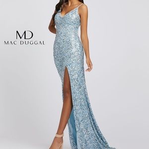 Powder Blue Fully Beaded Max Duggal NWT